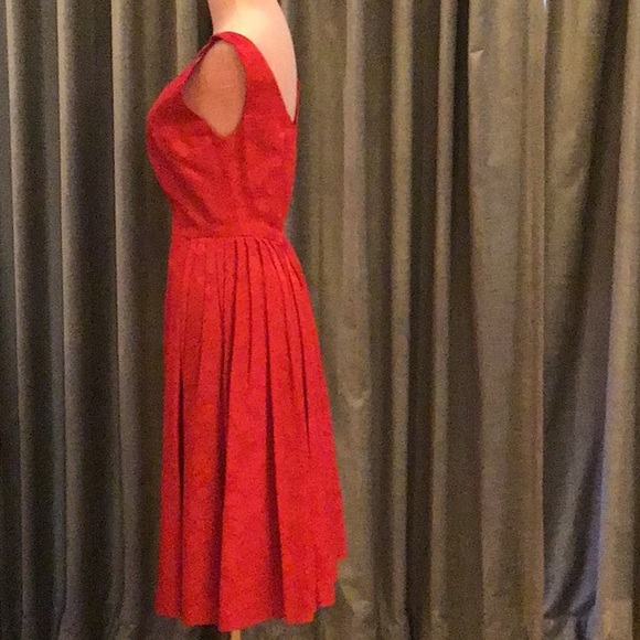 Vintage 1950’s Red Brocade Party Dress - Picture 5 of 16